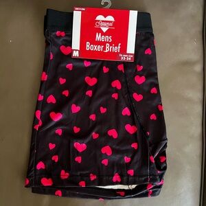 Men's Black Boxer Brief with Red Hearts